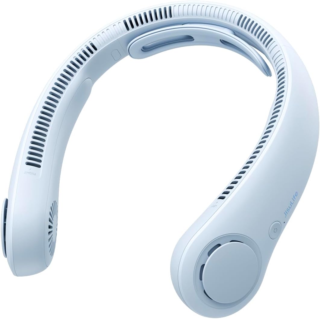 JISULIFE Portable Neck Fan Upgraded: Neckbrace Hands-Free, 5-Speed 5000 mAh