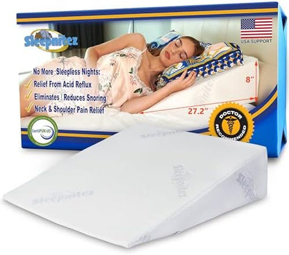 Sleepnitez FSA Eligible 8" Bed Wedge Pillow for Acid Reflux, Sleep Apnea
