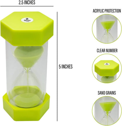 Sand Timer for Kids Set of 3 Small Colorful Hourglass Acrylic Covered Clock 1Min 2Min 5Min for Classroom, Home & Kids Room
