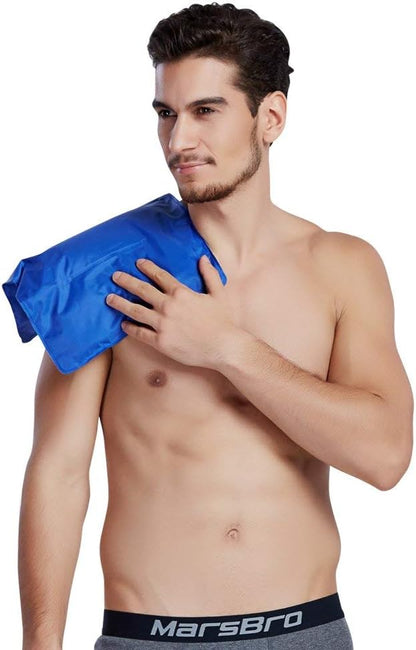 Koo-Care Extra Large Gel Ice Pack for Injuries Reusable Flexible Hot Cold Therapy Compress with Strap for Shoulder Rotator Cuff, Back, Hip, Shin - Knee Replacement Surgery Pain Relief XL 13" x 14.7"