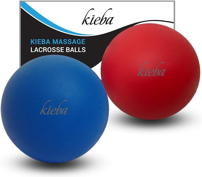 Kieba Massage Lacrosse Balls for Myofascial Release, Trigger Point Therapy, Muscle Knots, and Yoga Therapy. Set of 2 Firm Balls (Pink and Purple)