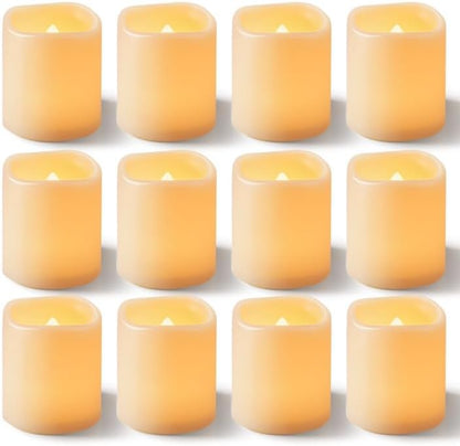 Homemory 24Pack Flickering Flameless Votive Candles for Wedding Decoration, 200+Hour Warm White Battery Operated LED Tealight, Electric Fake Candles for Party, Receptions, Halloween, Christmas