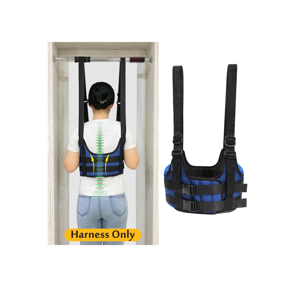 Back Stretcher Harness for Spinal Decompression, Lumbar Traction Belt & Inversion Table Alternative, Back Realignment Device for Herniated Disc Pain Relief – Large (42–50” Chest)