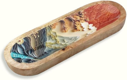 Bless-International Traditional-Handmade-Tray-Burner Wooden-Trat-Incense-Stick-Holder Ash-Catcher-Stand for-Aromatherapy-Meditation-Yoga 11x4x1.22 Inches (Wooden Tray)
