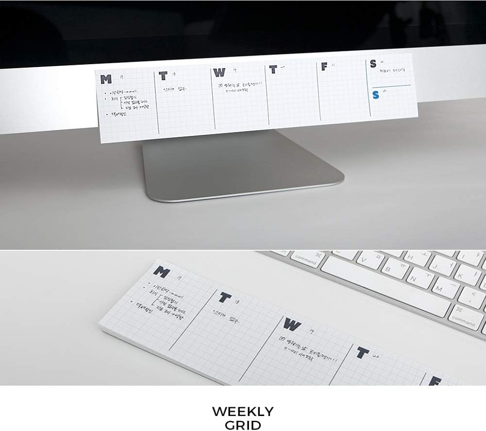 JSTORY Sticky Planner Adhesive Paper Note Columnar Scheduler Organizer to-do One Size Weekly White
