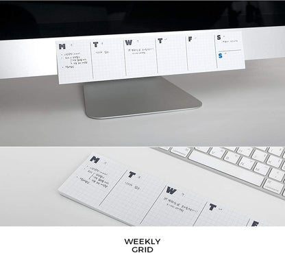 JSTORY Sticky Planner Adhesive Paper Note Columnar Scheduler Organizer to-do One Size Weekly White