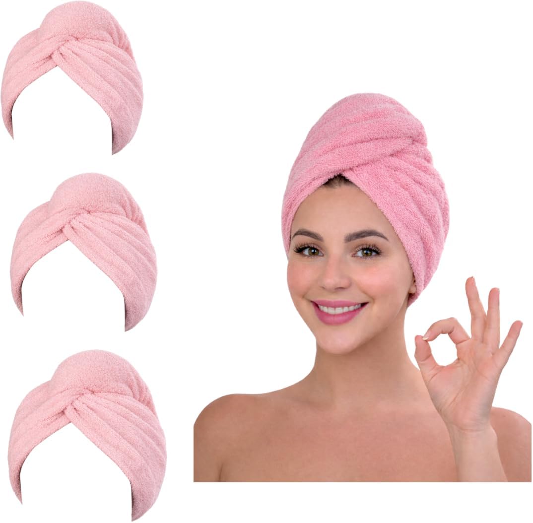 KELVO Microfiber Hair Towel Wrap for Women-Pack of 3, 350 GSM Super Absorbent Quick Dry Hair Turban Anti-Frizz Head Wrap for Curly, Long & Thick Hair Soft Hair Drying Towel (Checkered, Mixed Color)