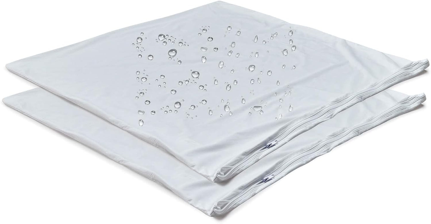 Kingnex 4 Pack Waterproof Down Feather Proof Pillow Protectors with Zipper 20x20 Zippered Pillow Covers for Square Throw Pillow