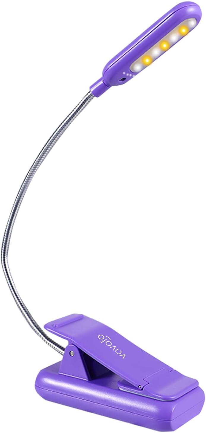 VAVOFO Clip On Book Light for Bed Kids, 7 LED Reading Light with 9-Level Warm Cool White Daylight, Eye Care Lamp with Power Indicator for Bookworms (Blue)