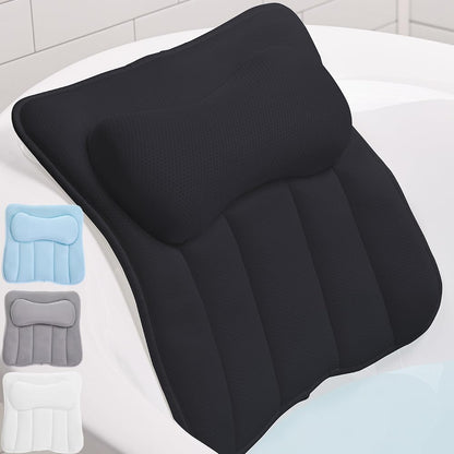 GORILLA GRIP Bath Pillow for Tub, 6 Strong Suction Cups, 4D Mesh FlexComfort Headrest for Neck, Head and Back Support, Luxury Machine Washable Pillows, Bathtub Accessories, Spa Gifts for Women, White