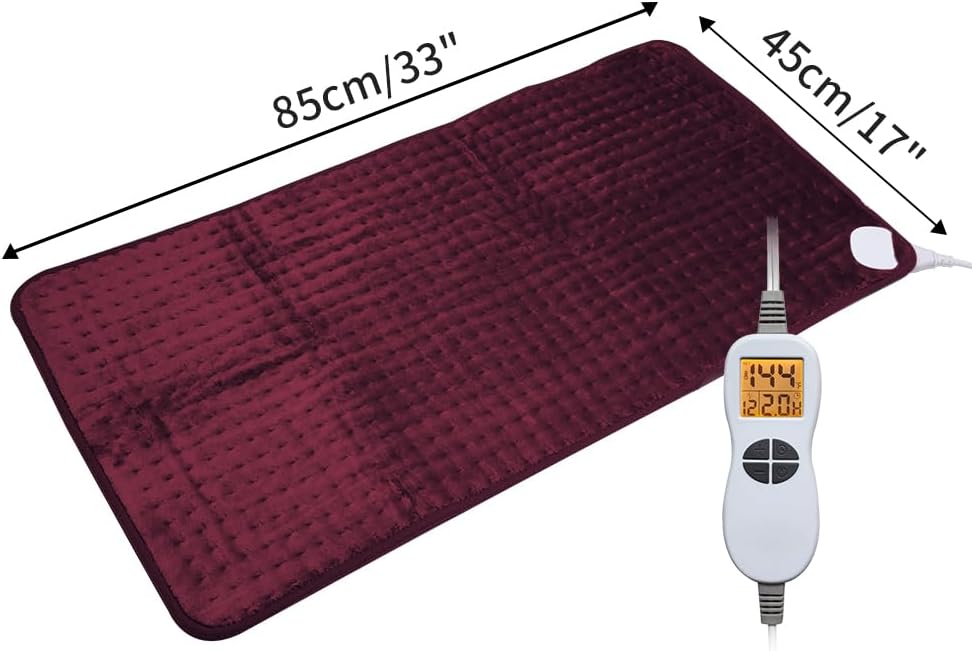 Ambershine 17''x33'' XXXL King Size Heating Pad with 12 Temperature Settings & 4 Auto-Off Countdown Timers, Pain Relief for Back/Neck/Shoulders/Abdomen/Legs(Dark Teal)