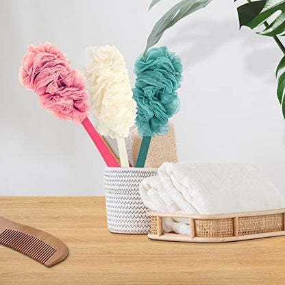 Evmliy Back Scrubber for Shower, Loofah Sponge Brush Exfoliating Body, Long Handle Scrub Brush for Shower with Loofah on a Stick for Back Use, Bathing Accessories Body Brushes (2Pack)