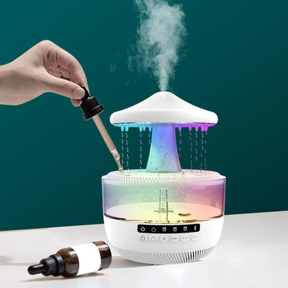 Cloud Rain Humidifier with Bluetooth Speaker for Bedroom with Soothing Rain Sounds,350ml Cool Mist Aromatherapy Diffuser with RGB Night Lights, Timer & White Noise for Sleep & Relaxation (White)