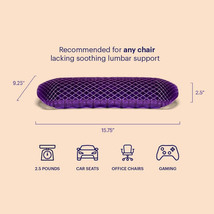 Purple Royal Seat Cushion, Portable 2 Inch Gel Seat Cushion, GelFlex Grid | Handles for Car, Office Chair, Stadium - Pressure-Reducing for Hard Seats, Temperature-Neutral, No-Slip - Made in USA