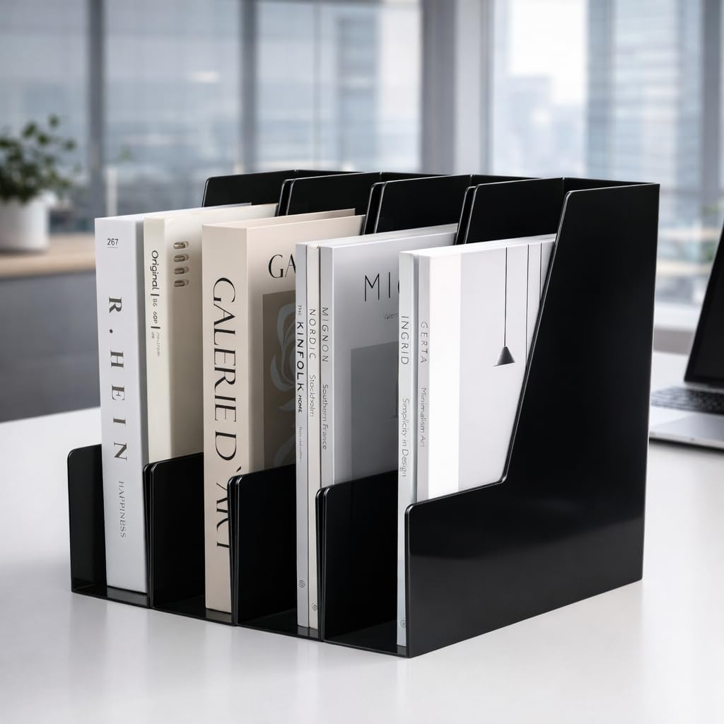 CiWiVOKi Vertical File Holder, PET Desk Organizer, Black