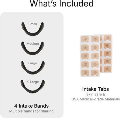 Intake Breathing Nasal Strip Starter Kit (15 Count, Black) - Boost Oxygen Intake, Reduce Snoring, Improve Sleep Quality - Sweat Resistant, Skin Safe Nasal Strips - Extra Strength Snoring Solution