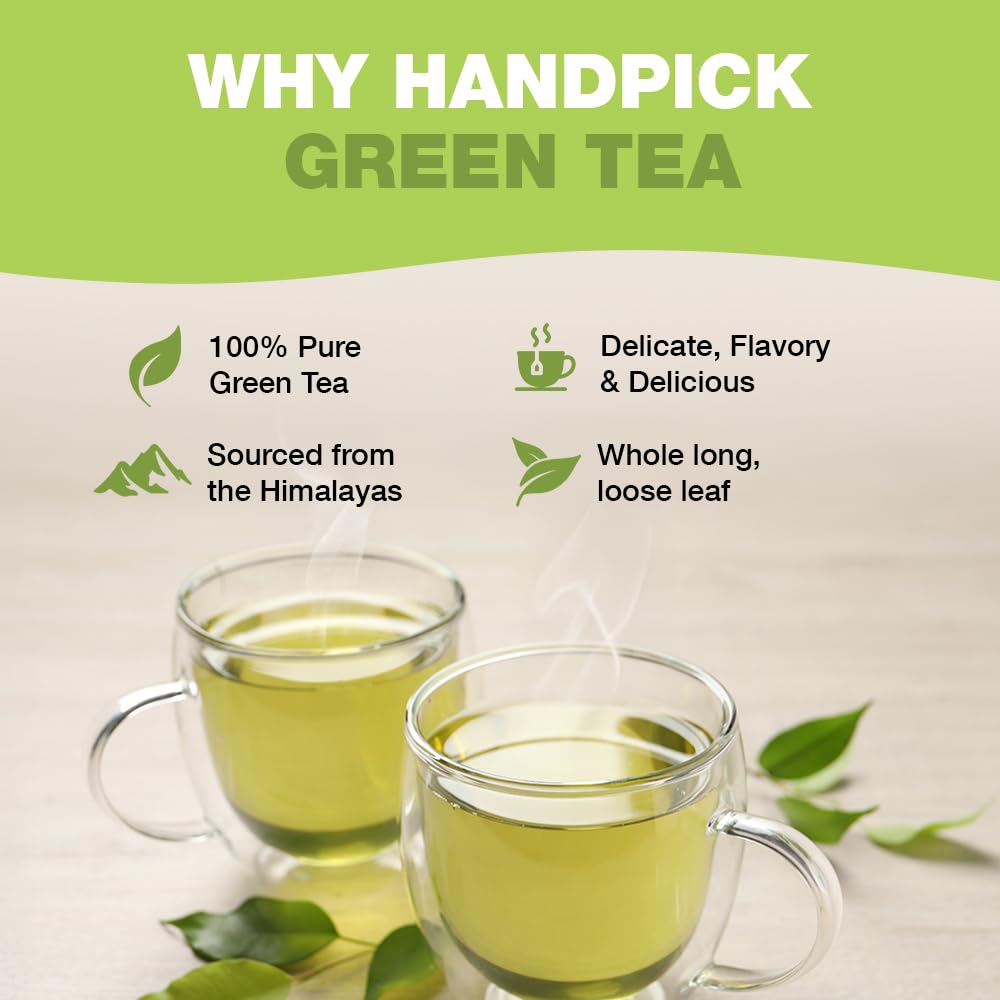 HANDPICK Organic Green Tea Bags (100 Count) USDA Organic,Fragrant Green Tea