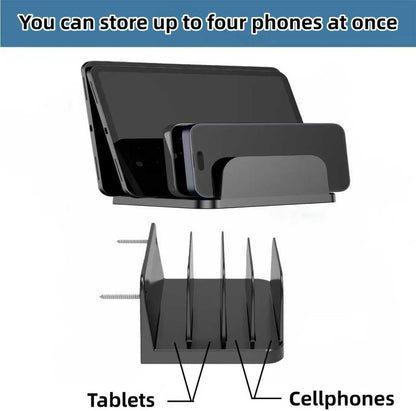 Wall Mount Phone Storage Shelf with 4-Slot Docking Station