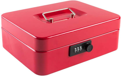 KYODOLED Cash Box with Combination Lock Safe Metal Money Box with Money Tray for Security Lock Box 7.87"x 6.30"x 3.35" Black