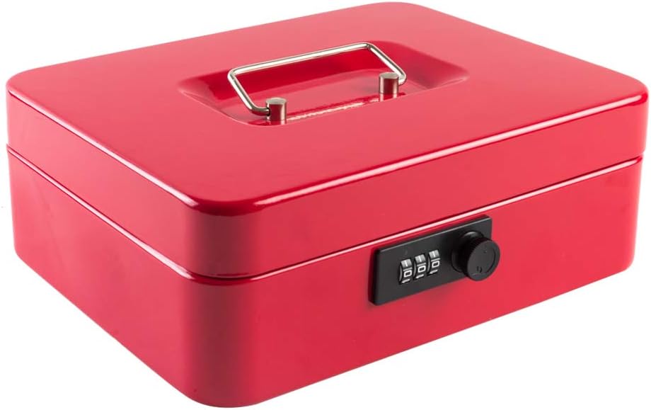 KYODOLED Small Cash Box with Combination Lock & Removable Money Tray, Black