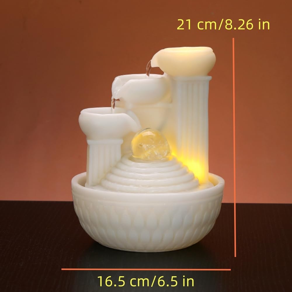 Tabletop Water Fountain - Desktop Waterfall Fountain Indoor Tabletop Humidifiers Home Decoration for Office, Living Room, or Bedroom