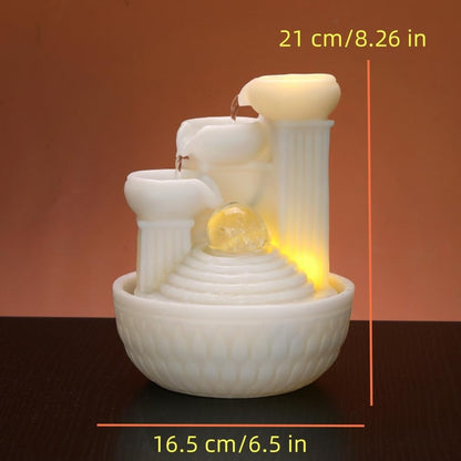 Tabletop Water Fountain - Desktop Waterfall Fountain Indoor Tabletop Humidifiers Home Decoration for Office, Living Room, or Bedroom