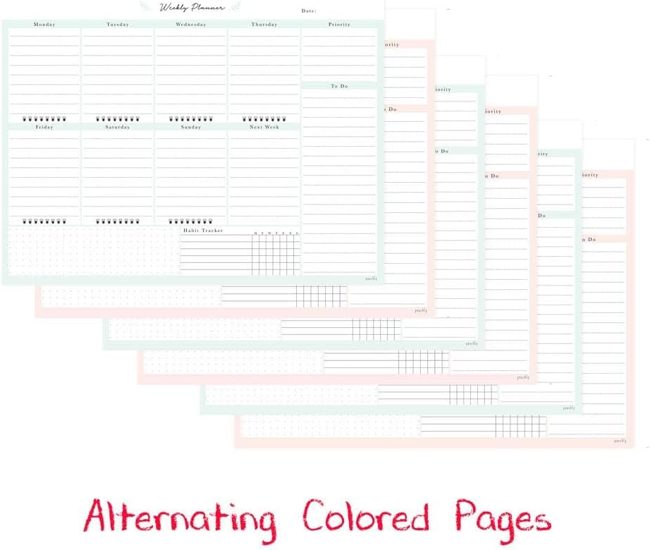 Peachly Desktop Weekly Planner Notepad | 60 Undated Tear-Off Pages | Schedule Daily To-Do Lists | Increase Your Productivity In Less Than 5 Minutes A Week | Achieve Your Goals | Peach and Mint Fern