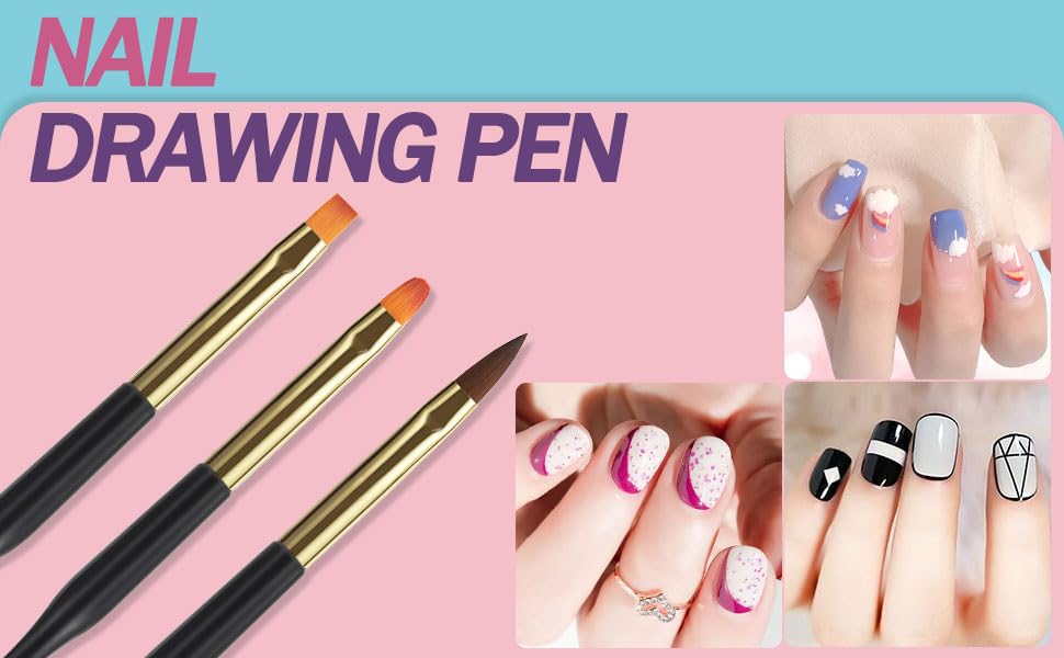 Artdone 31pcs Nail Art Brushes, Nail Art Tool Set, Dotting Tools, Dust Brush,Striping Brushes for Long Lines, Drawing Pen For Gel Polish Design supply