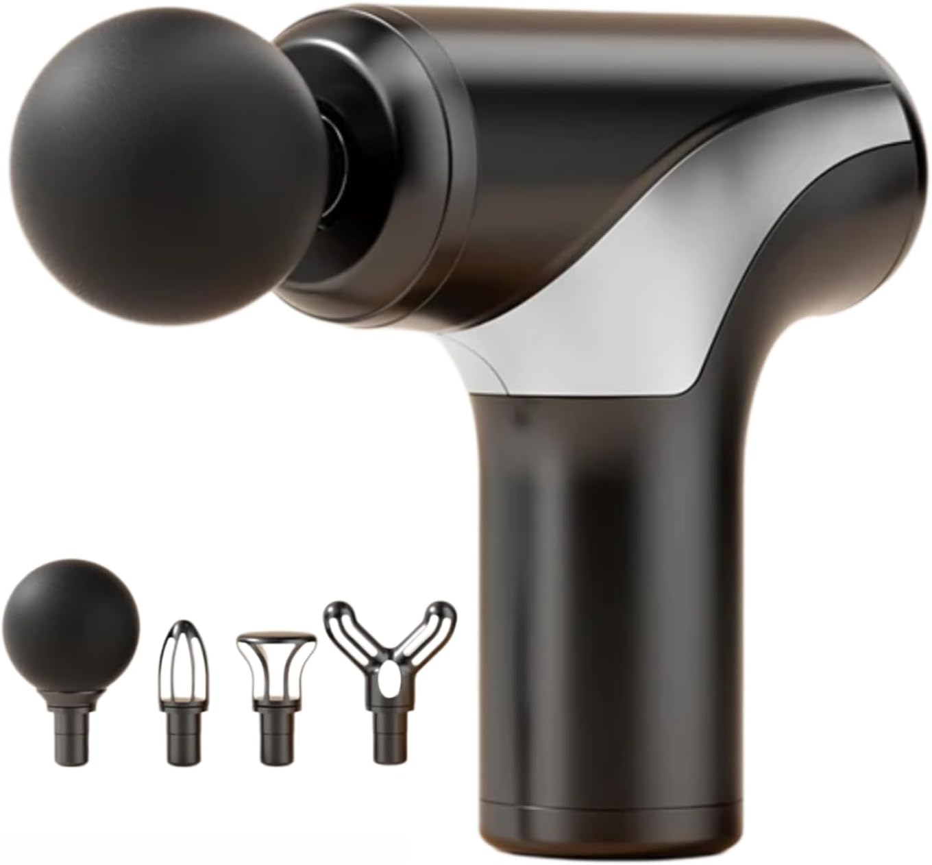 Mini Massage Gun, Handheld Deep Tissue Massager with 6 Speeds, Quiet Portable Palm Massager for Muscle Relaxation, Includes 4 Massage Heads, USB-C Rechargeable, Red & Black (Red)