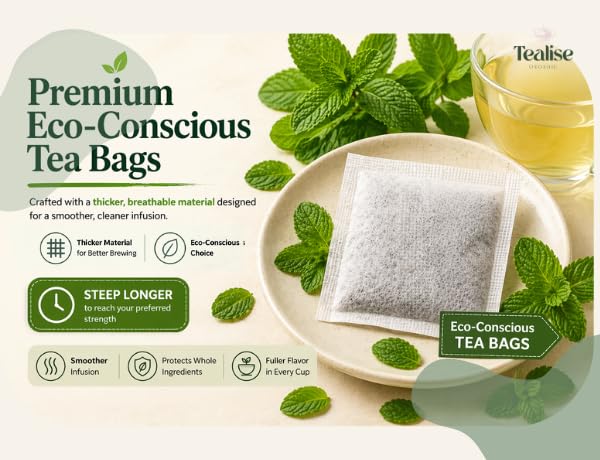 Organic Wellness Herbal tea 60 Servings Plant-Based Tea Bags – Caffeine Free with individual Wrap (Spearmint)