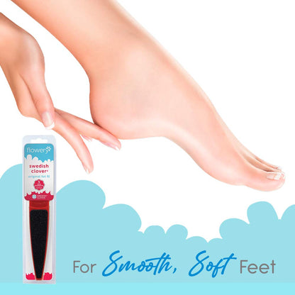 Flowery Original Swedish Clover Red Foot File – Stainless Steel Pedicure Foot Scrubber, 60/100 Grit