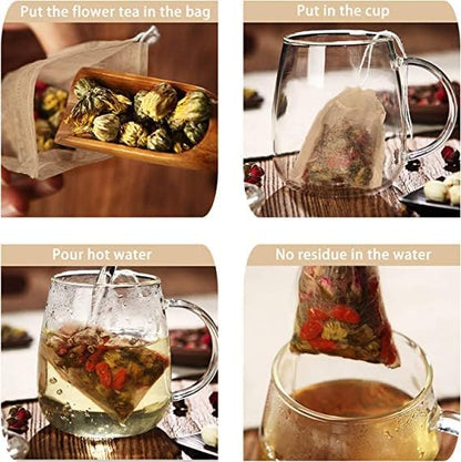 NEPAK 600 Pcs Disposable Tea Bags with Drawstring,Tea Filter Bags,Empty Tea Bags for Loose Leaf Tea(2.36 x 3.15 inch)