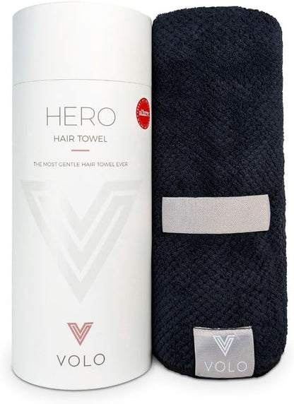 VOLO Hero Hair Towel – Ultra Soft Nanoweave™ Microfiber, Super Absorbent Quick Dry, Reduces Dry Time 50%, Anti-Frizz & Breakage, Secure Snug Strap, Large Wrap for All Hair Types - Luna Gray