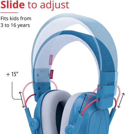Alpine Muffy Kids - Hearing Protection - CE & ANSI Certified - Adjustable for Ages 3-16 years - Noise Cancelling Headphones - 25dB Sound Reduction Ideal for Protection and Concentration Aid – Black