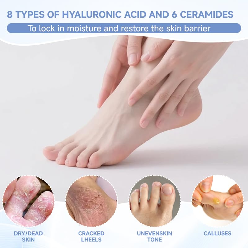 4Pairs PDRN & Collagen & Niacinamide Foot Mask | Foot Peeling and Dead Skin Removal*, Relief Dry and Cracked Feet Skin | Urea, Shea butter, Coconut oil, Salicylic Acid, Hyaluronic | K-Beauty Feet Care
