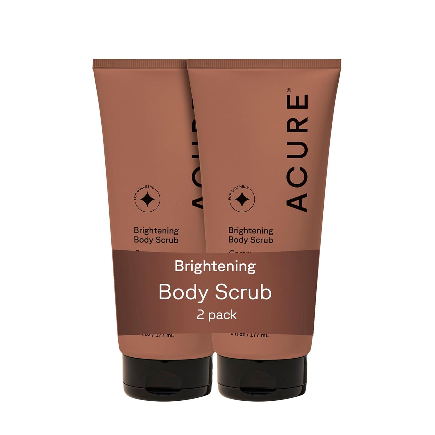 Acure Brightening Body Scrub - Exfoliating Body Scrub with Sea Salt, Scrubber for Men & Women to Smooth Sensitive Skin & Remove Dead Skin Cells, Exfoliator with Clay & Niacinamide Extract - 6 fl oz