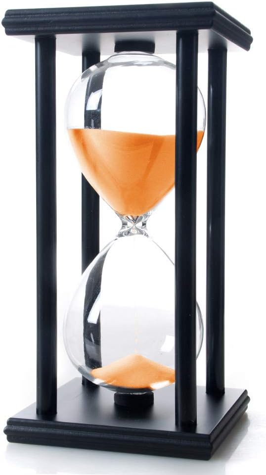 60 Minutes Hourglass, Wood Sand Timer, White | 4 x 4 x 8 inch Sand Clock