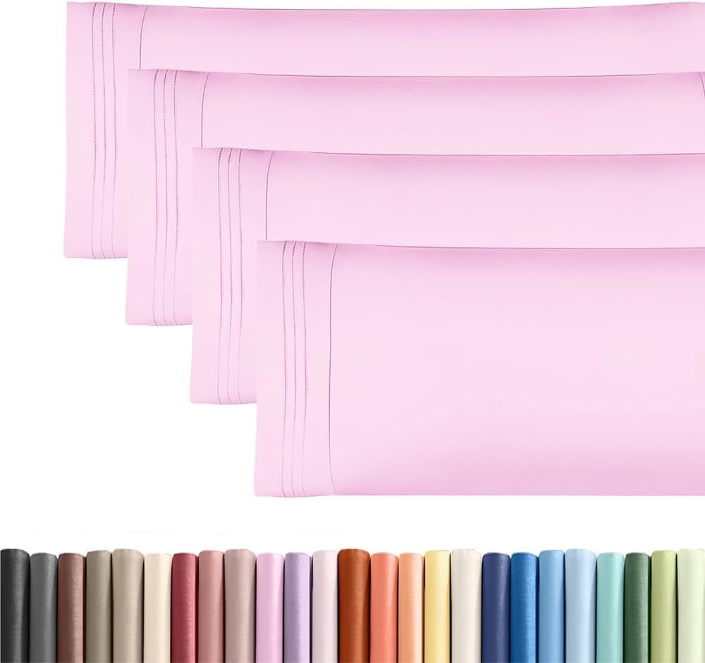 Standard Pillow Cases Set of 10 - Ultra Soft Hotel Quality Pillowcase Covers - Comfy, Cozy & Wrinkle Free - Shrink, Stain and Fade Resistant - Machine Washable Pillow Protectors - 10 Pcs Set - White - Colors A