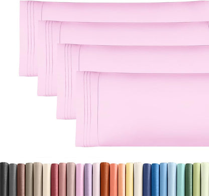 Standard Pillow Cases Set of 10 - Ultra Soft Hotel Quality Pillowcase Covers - Comfy, Cozy & Wrinkle Free - Shrink, Stain and Fade Resistant - Machine Washable Pillow Protectors - 10 Pcs Set - White - Colors A