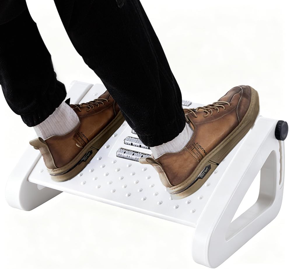 CasaZenith Foot Rest, Six Heights Adjustable Foot Rest for Under Desk at Work, Ergonomic Foots Stool for Under Office Desks, Under Desk Footrest with Foot Massage Roller, Chair Footrest for Leg Rests