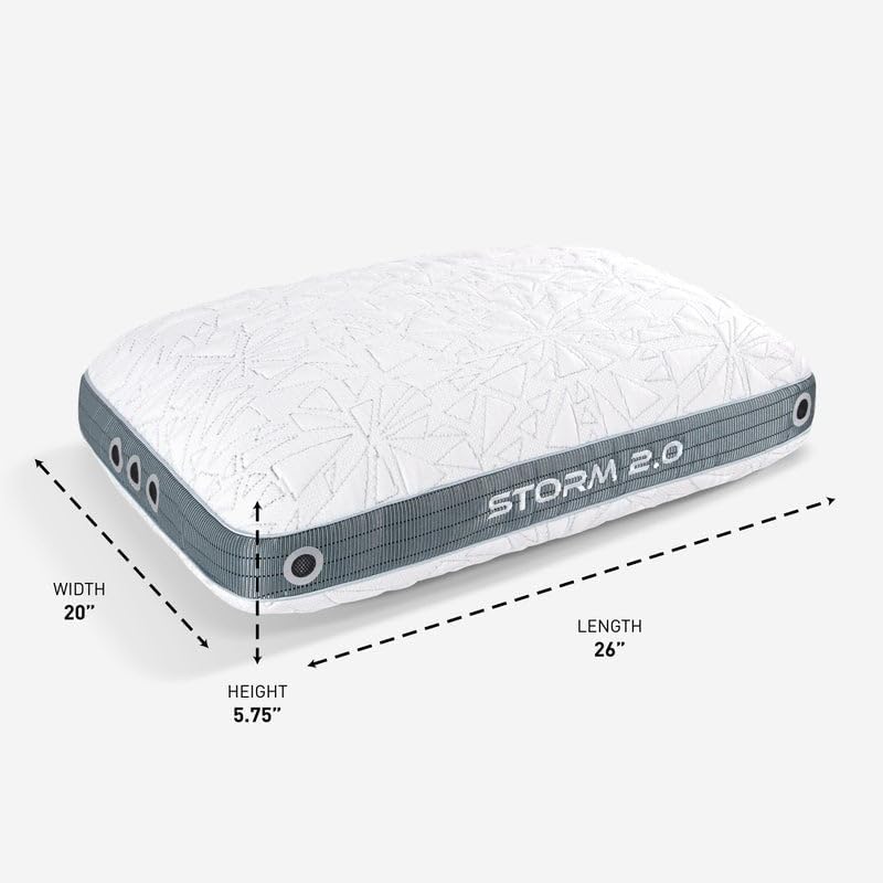 Bedgear Storm Performance Pillow, 1.0 Cooling Pillow for Side Sleepers, Medium Firm Support, Ver-Tex Cooling Cover, Air-X Mesh, Washable