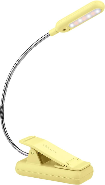 VAVOFO Clip On Book Light for Bed Kids, 7 LED Reading Light with 9-Level Warm Cool White Daylight, Eye Care Lamp with Power Indicator for Bookworms (Blue)