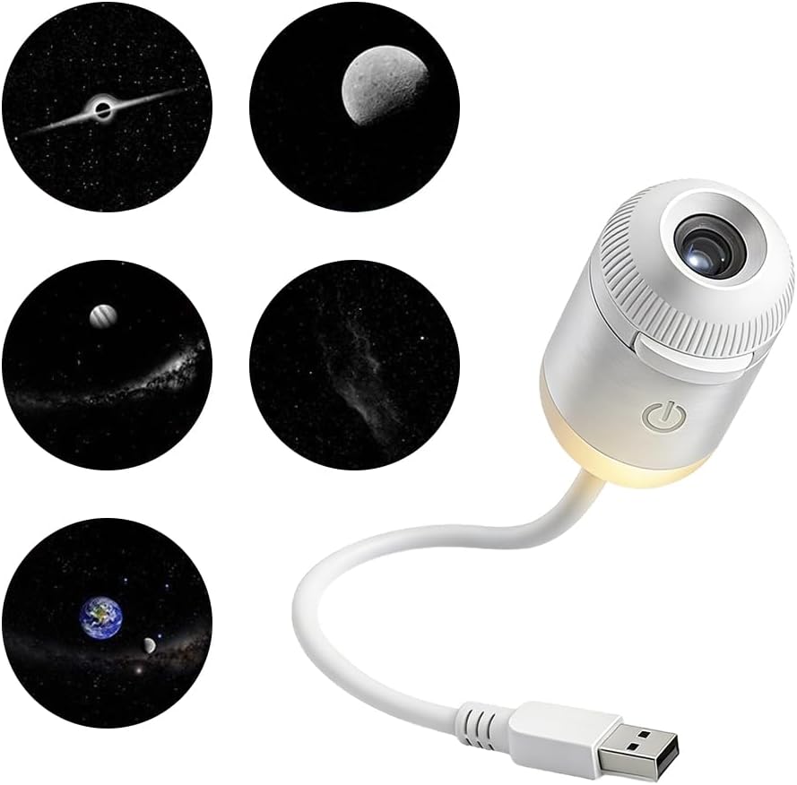 2-in-1 Galaxy Projector Night Light, 2026 New USB Starry Sky Night Light Projector with Adjustable Brightness, Mini LED Projection Lamp for Bedroom (24 Projection Films)