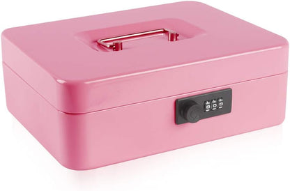 KYODOLED Small Cash Box with Combination Lock & Removable Money Tray, Black