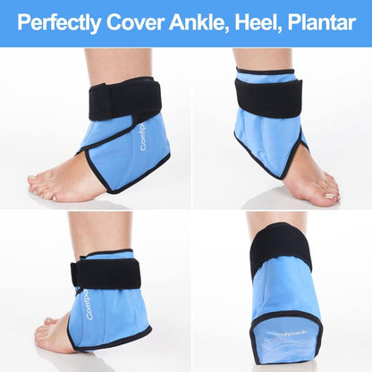 Comfpack Ankle Ice Pack Wrap for Swelling, FSA Eligible, Heel Ice Pack for Pain Relief, Hot Cold Therapy Cold Pack for Plantar Fasciitis, Achilles Tendonitis, Ankle Sprain, Foot Pain, Black