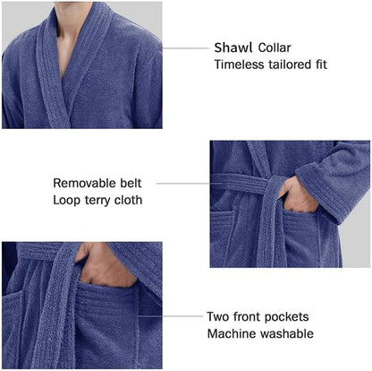 Ramesses Bathrobe Mens,Premium Thick Terry Cloth Bathrobe,Towel Bath robe Long–Staple Combed Men's Cotton Robe