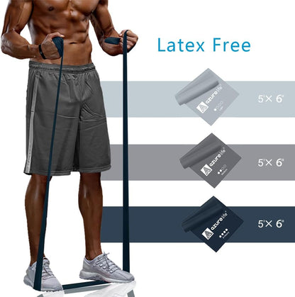 A AZURELIFE Resistance Bands,Professional Long Non-Latex Elastic Stretch Bands,Exercise Bands for Physical Therapy, Yoga, Pilates, Rehab, at-Home or The Gym Workouts, Strength Training
