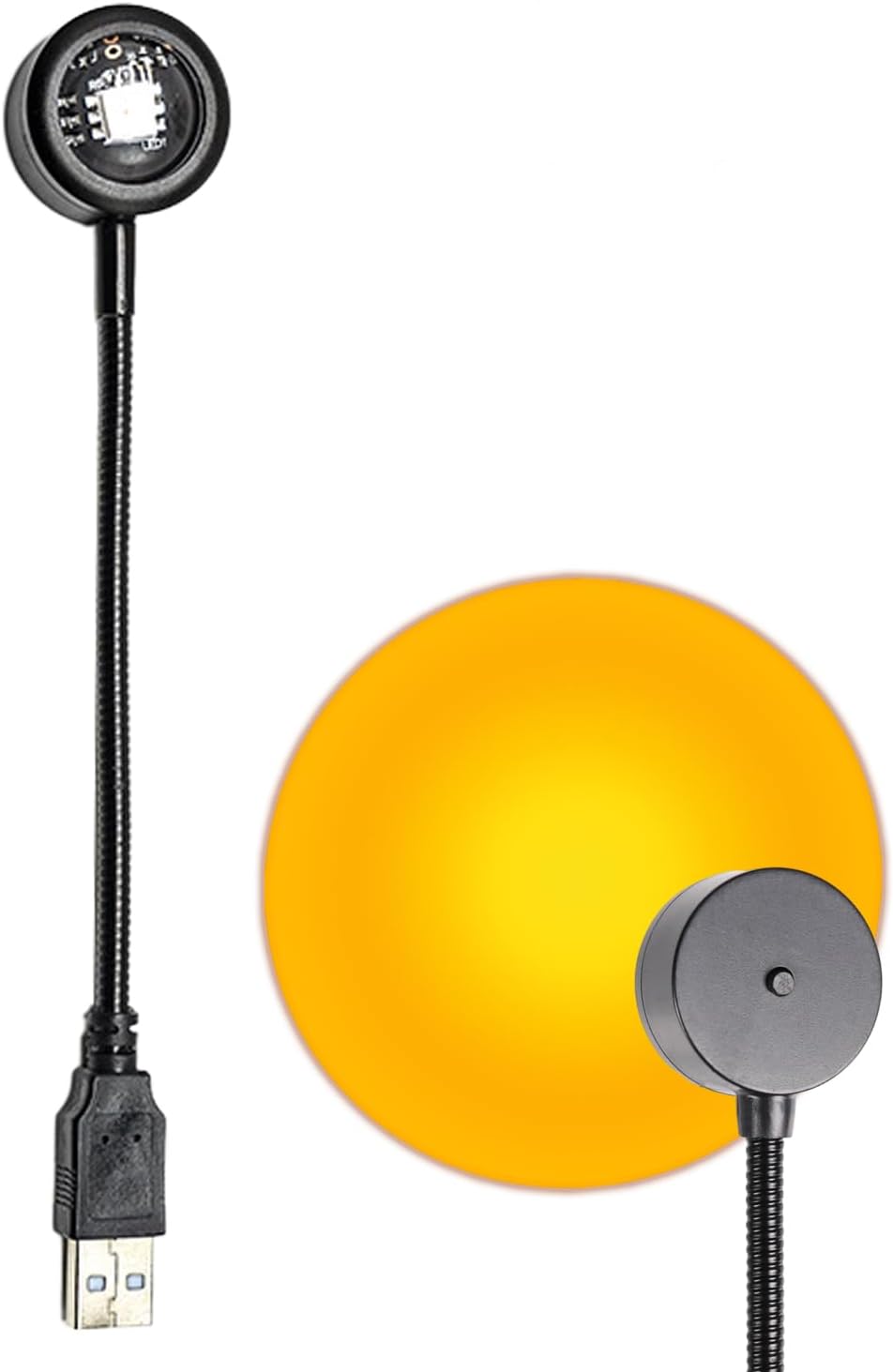 Sunset Projector - USB Charging Lamp with 7 Colors, 360° Rotating LED Light, Button Control, Plug and Play, Mood Lighting | Sunrise Bedroom Night Light for Gathering, Live Streaming, Room