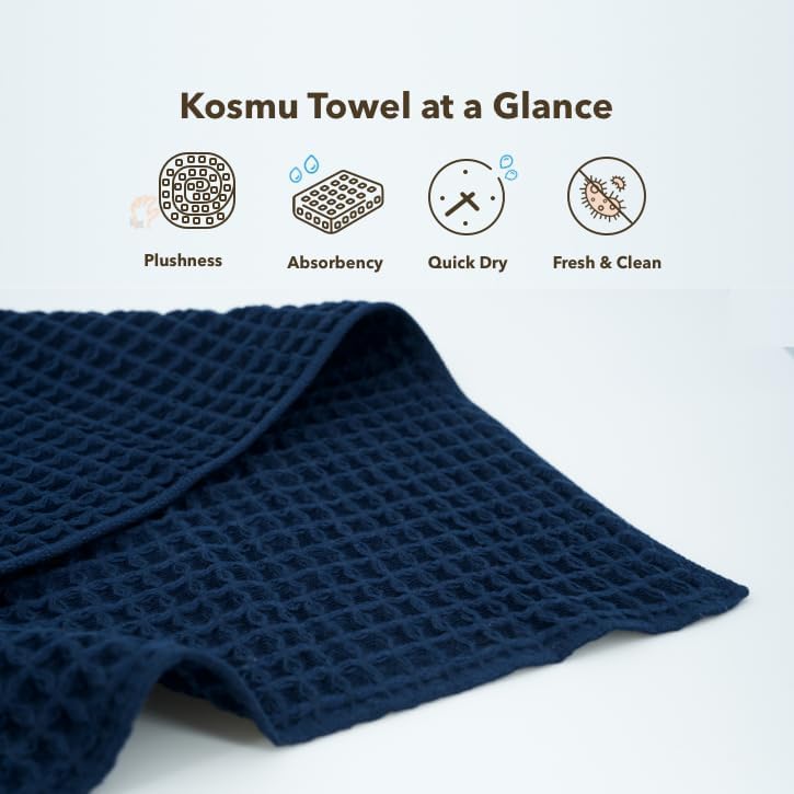 Luxury Organic Japanese Cotton Hair Drying Waffle Towel Wrap for Women | Absorbent, Quick-Dry Head Turban for Shower, Sauna, Spa | Extra Large for Long, Curly, Straight Hair With Button (White, 1 Pc)