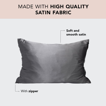 Kitsch Satin Pillowcase with Zipper for Hair & Skin - Softer Than Silk Pillow Cases, Smooth Cooling Satin Pillow Case, Wrinkle-Free, Machine Washable - Pillow Cases Standard Size (19x26) - Blush
